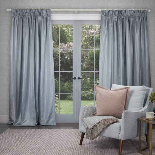 Plain Grey Curtains - Sereno Woven Pencil Pleat Curtains Silver Voyage Maison