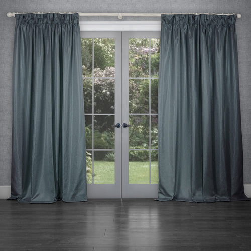 Plain Blue Curtains - Sereno Woven Pencil Pleat Curtains Teal Voyage Maison