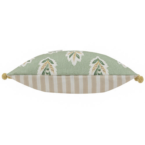 Woodland Green Cushions - Sessile Leaf Printed Feather Rich Filled Cushion Sage Sanderson
