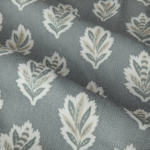 Floral Blue Curtains - Sessile Leaf Printed Room Darkening Pencil Pleat Curtains Delph Blue Sanderson
