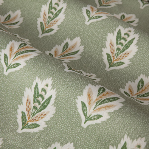 Floral Green Curtains - Sessile Leaf Printed Room Darkening Pencil Pleat Curtains Sage Sanderson