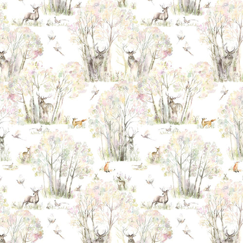 Animal Cream Fabric - Sherwood Forest Printed Cotton Fabric (By The Metre) Beige Voyage Maison