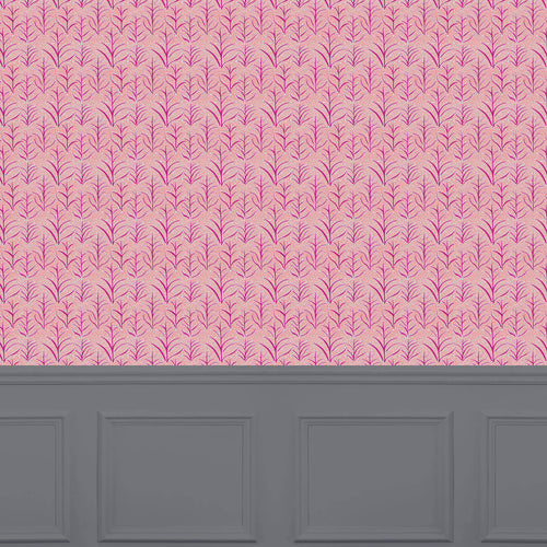 Floral Pink Wallpaper - Simba  1.4m Wide Width Wallpaper (By The Metre) Watermelon Voyage Maison