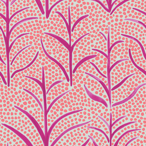 Floral Pink Wallpaper - Simba  1.4m Wide Width Wallpaper (By The Metre) Watermelon Voyage Maison