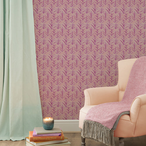 Floral Pink Wallpaper - Simba  1.4m Wide Width Wallpaper (By The Metre) Watermelon Voyage Maison