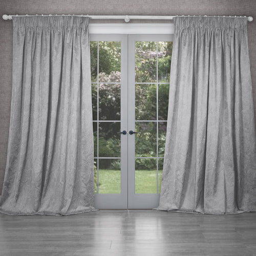 Plain Grey Curtains - Sitara Embroidered Pencil Pleat Curtains Argenta Voyage Maison
