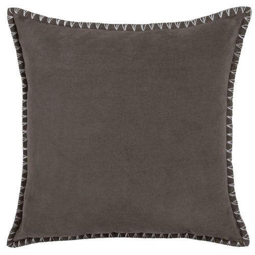 Additions Stitch Embroidered Feather Cushion in Iron