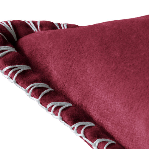 Additions Stitch Embroidered Feather Cushion in Pomegranate