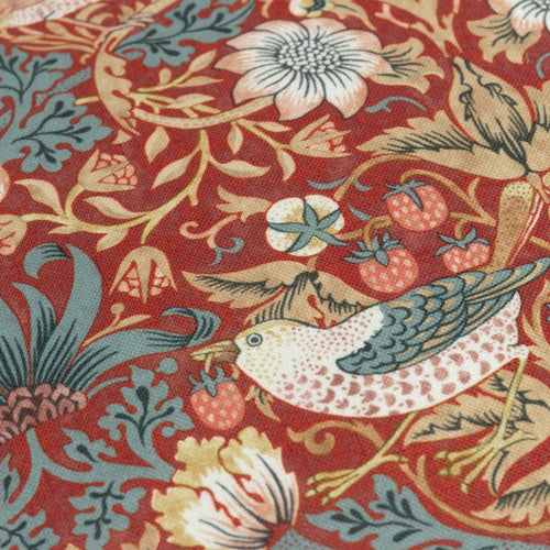 Floral Red Cushions - Strawberry Thief Piped Outdoor Polyester Filled Cushion Berry Morris & Co