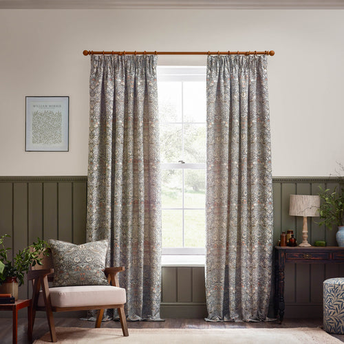 Animal Beige Curtains - Strawberry Thief Jacquard Floral Room Darkening Pencil Pleat Curtains Biscuit Morris & Co