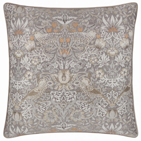 Strawberry Thief Beige Piped Jacquard Feather Rich Filled Cushion