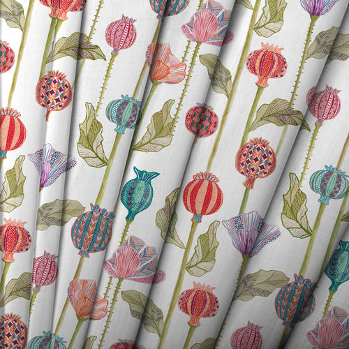 Floral Red M2M - Sutami Printed Linen Made to Measure Roman Blinds Ecru Voyage Maison
