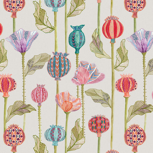 Floral Red M2M - Sutami Printed Linen Made to Measure Roman Blinds Ecru Voyage Maison