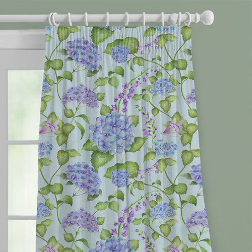 Floral Blue M2M - Sylvana Printed Cotton Made to Measure Curtains Duck Egg Blue Voyage Maison