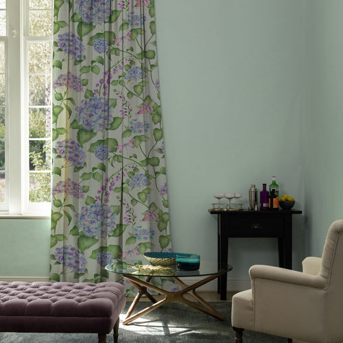 Floral Blue M2M - Sylvana Printed Cotton Made to Measure Curtains Duck Egg Blue Voyage Maison