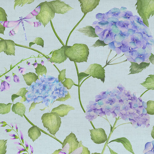 Floral Blue M2M - Sylvana Printed Cotton Made to Measure Curtains Duck Egg Blue Voyage Maison