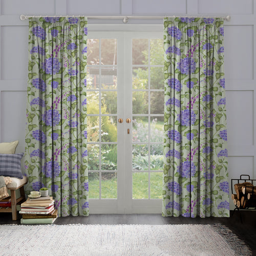 Floral Blue M2M - Sylvana Printed Cotton Made to Measure Curtains Sage Voyage Maison