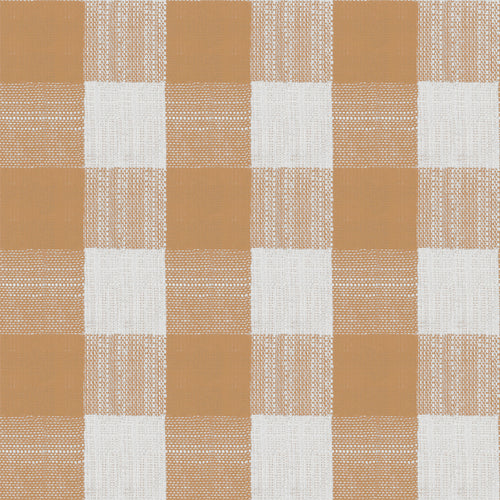 Check Orange Fabric - Tamar Printed Cotton Fabric (By The Metre) Brick Voyage Maison