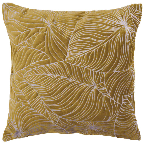 Additions Taro Embroidered Feather Cushion in Mustard