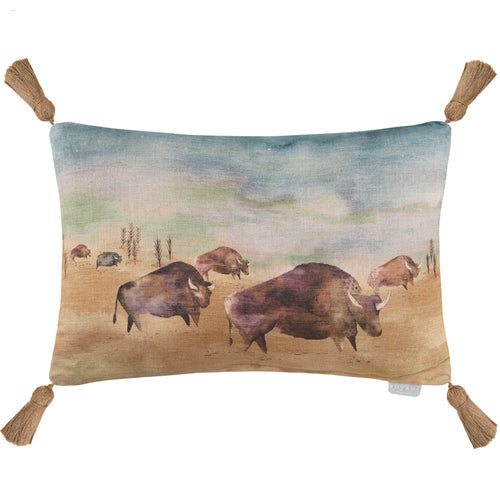Animal Blue Cushions - Tatanka Printed Feather Filled Cushion River Voyage Maison