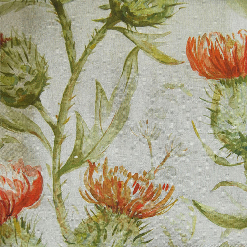 Floral Orange Fabric - Thistle Glen Printed Linen Fabric (By The Metre) Autumn Voyage Maison