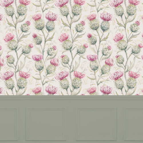 Floral Pink Wallpaper - Thistle Glen  1.4m Wide Width Wallpaper (By The Metre) Summer Voyage Maison