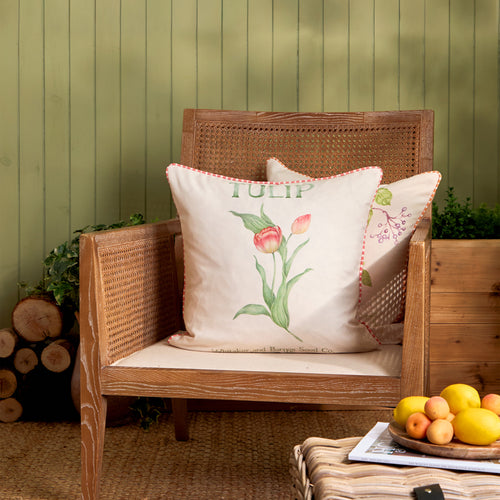 Floral Pink Cushions - Tulip Printed Outdoor Polyester Filled Cushion Pink Voyage Maison