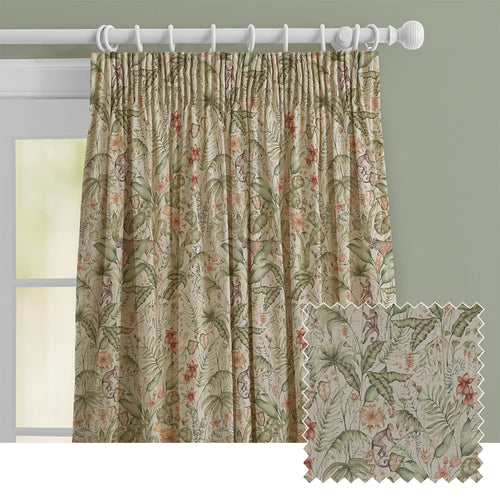 Jungle Green M2M - Tropical Utopia Printed Cotton Made to Measure Curtains Green Voyage Maison