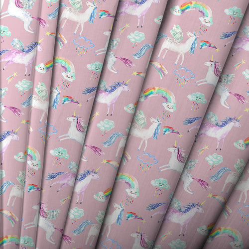Animal Pink M2M - Unicorn Dance Printed Cotton Made to Measure Roman Blinds Blossom Voyage Maison