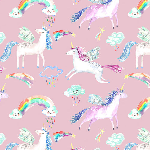 Animal Pink M2M - Unicorn Dance Printed Cotton Made to Measure Roman Blinds Blossom Voyage Maison