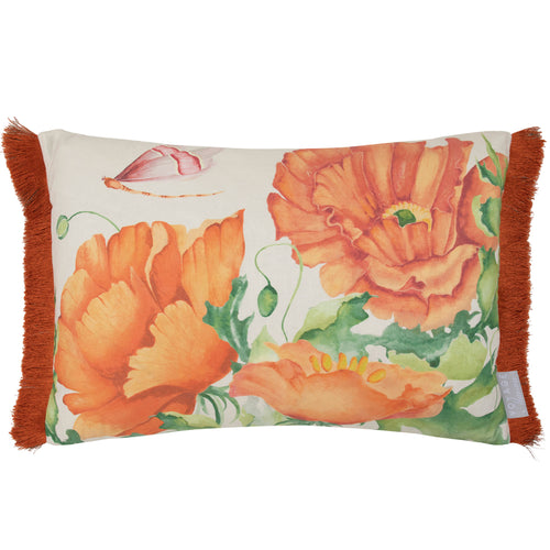 Floral Red Cushions - Valeria  Printed Ruched Cushion Cover Scarlet Voyage Maison