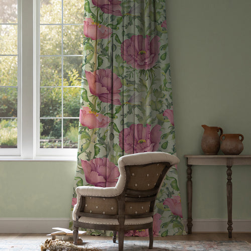 Floral Pink M2M - Valeria Printed Cotton Made to Measure Curtains Sage Voyage Maison