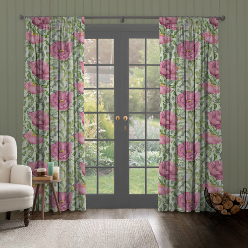Floral Pink M2M - Valeria Printed Cotton Made to Measure Curtains Sage Voyage Maison