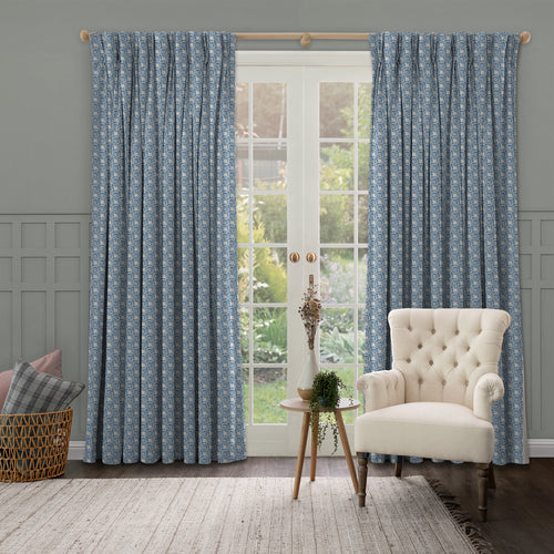Abstract Blue M2M - Vali Printed Cotton Made to Measure Curtains Denim Voyage Maison