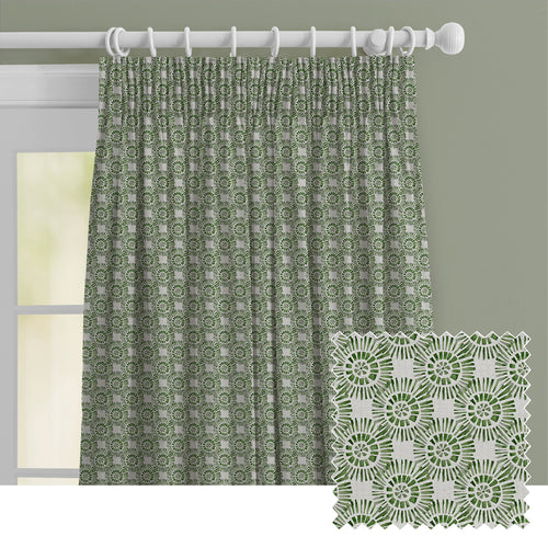 Abstract Green M2M - Vali Printed Cotton Made to Measure Curtains Sage Voyage Maison