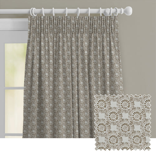 Abstract Beige M2M - Vali Printed Cotton Made to Measure Curtains Stone Voyage Maison