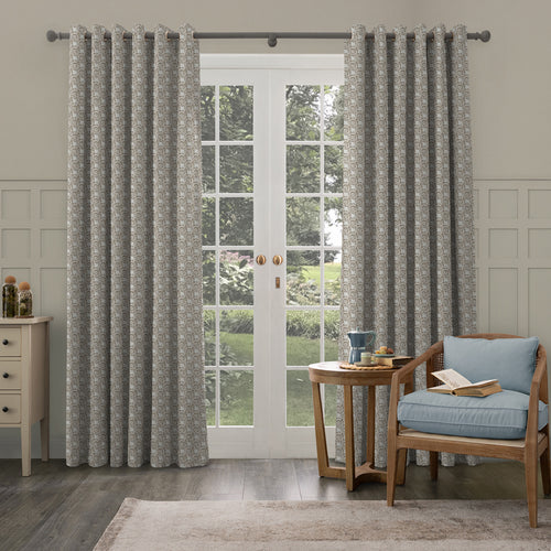 Abstract Beige M2M - Vali Printed Cotton Made to Measure Curtains Stone Voyage Maison