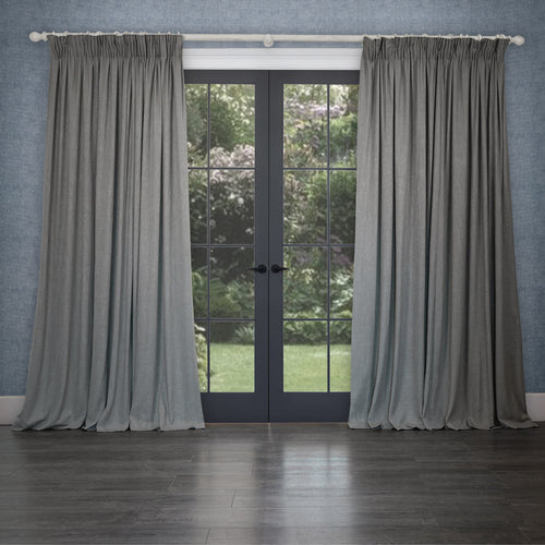 Plain Grey Curtains - Verban Woven Pencil Pleat Curtains Jute Voyage Maison