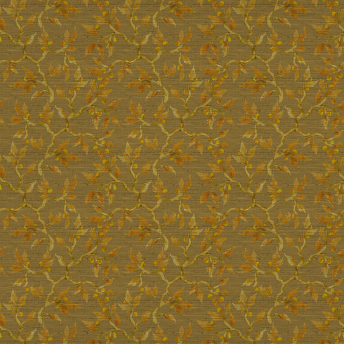 Floral Gold Fabric - Vesper Printed Fabric (By The Metre) Gold Voyage Maison