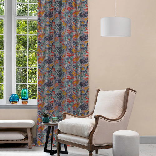 Abstract Blue Fabric - Vicente Printed Satin Fabric (By The Metre) Primary Voyage Maison