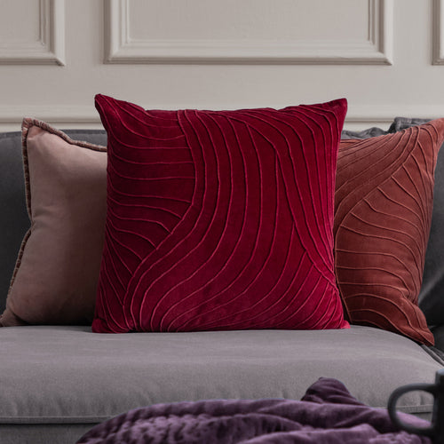 Additions Waterfall Embroidered Feather Cushion in Pomegranate