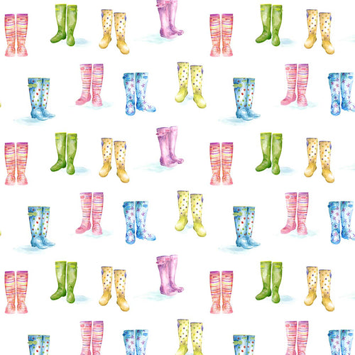 Multi Wallpaper - Welly Boots  1.4m Wide Width Wallpaper (By The Metre) Cream Voyage Maison