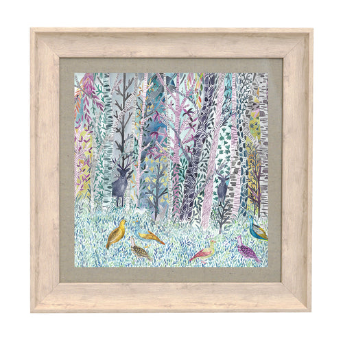 Floral Purple Wall Art - Whimsical Tale  Framed Print Birch/Twilight Voyage Maison