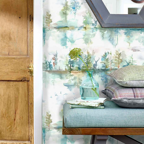 Blue Wallpaper - Wilderness  1.4m Wide Width Wallpaper (By The Metre) Topaz Voyage Maison