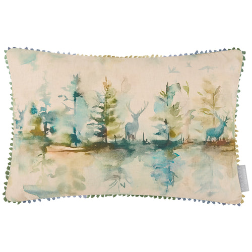 Woodland Green Cushions - Wilderness Printed Feather Filled Cushions Topaz Voyage Maison