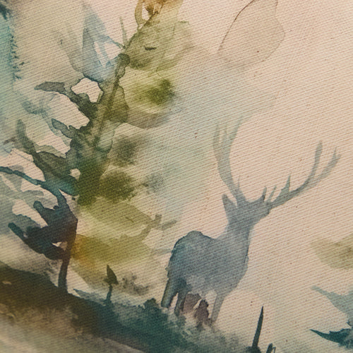 Woodland Green Cushions - Wilderness Printed Feather Filled Cushions Topaz Voyage Maison