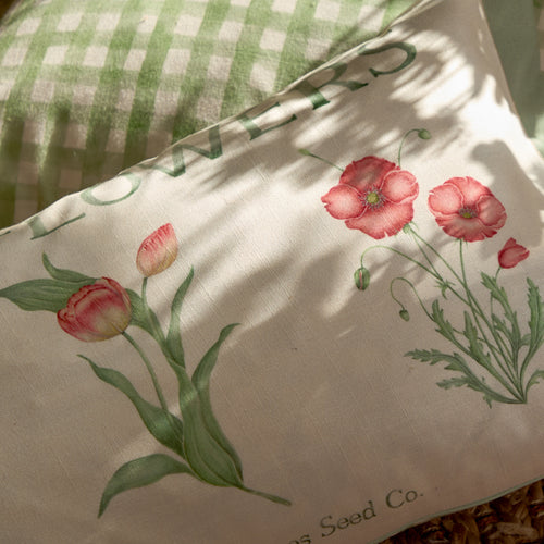 Floral Green Cushions - Wildflowers Printed Outdoor Polyester Filled Cushion Oasis Voyage Maison
