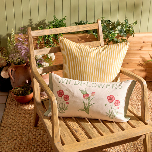 Floral Green Cushions - Wildflowers Printed Outdoor Polyester Filled Cushion Oasis Voyage Maison