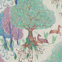 Samples - Willow Woods Printed Cotton Fabric Sample Swatch Dawn Voyage Maison