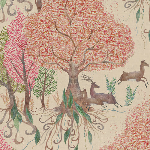 Floral Pink M2M - Willow Woods Printed Cotton Made to Measure Curtains Blush Voyage Maison